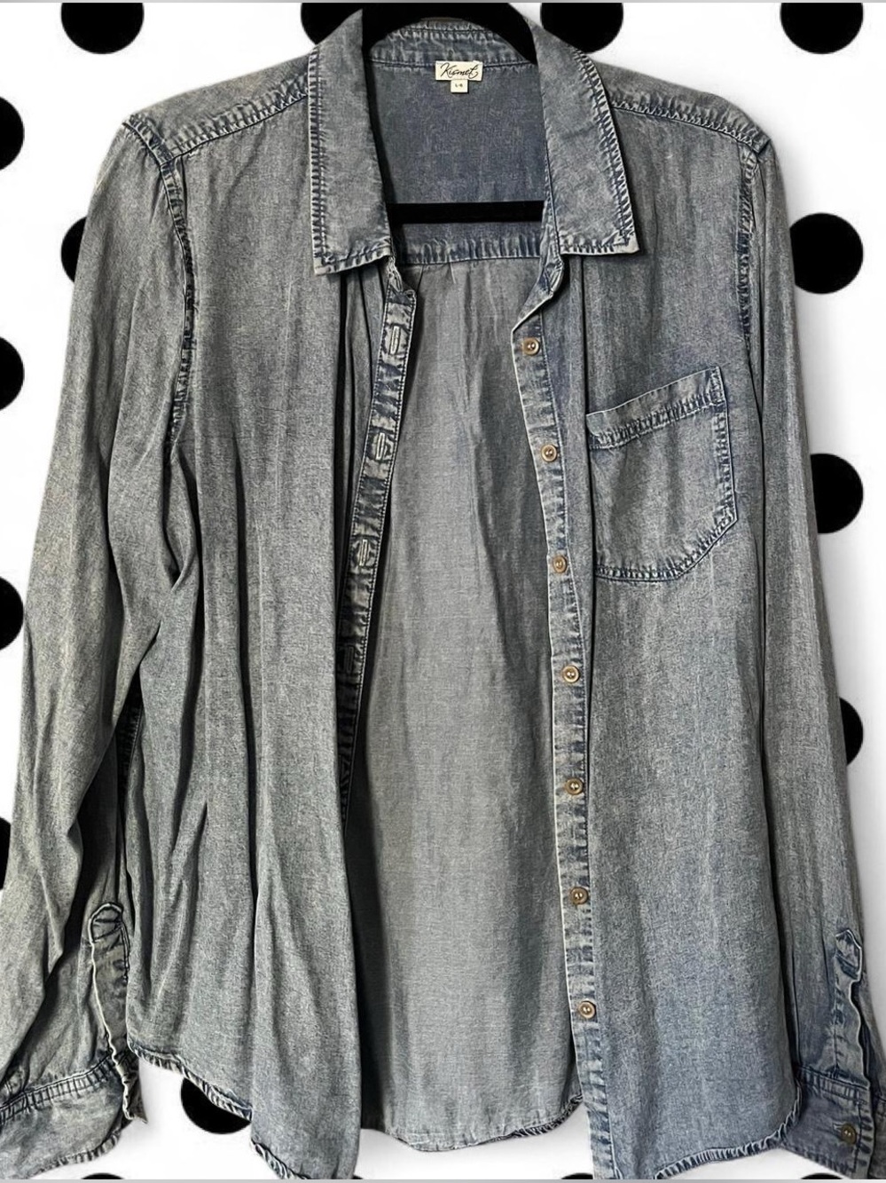 Faux denim button down shirt